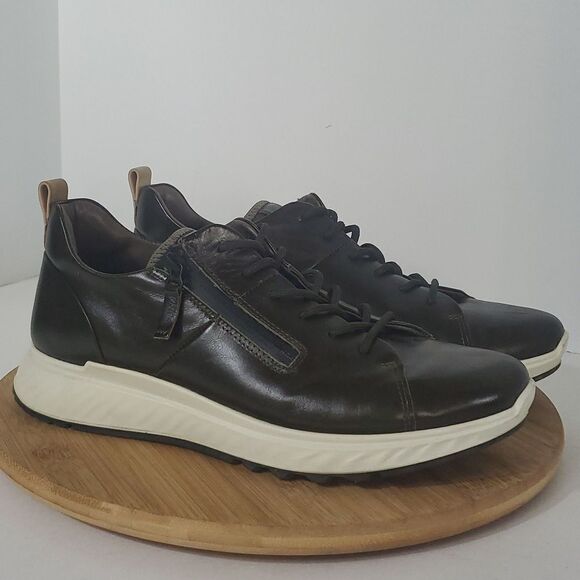 Ecco Men's ST.1 Leather Sneaker Dark Green Size US 8 EU 42 - Picture 1 of 12